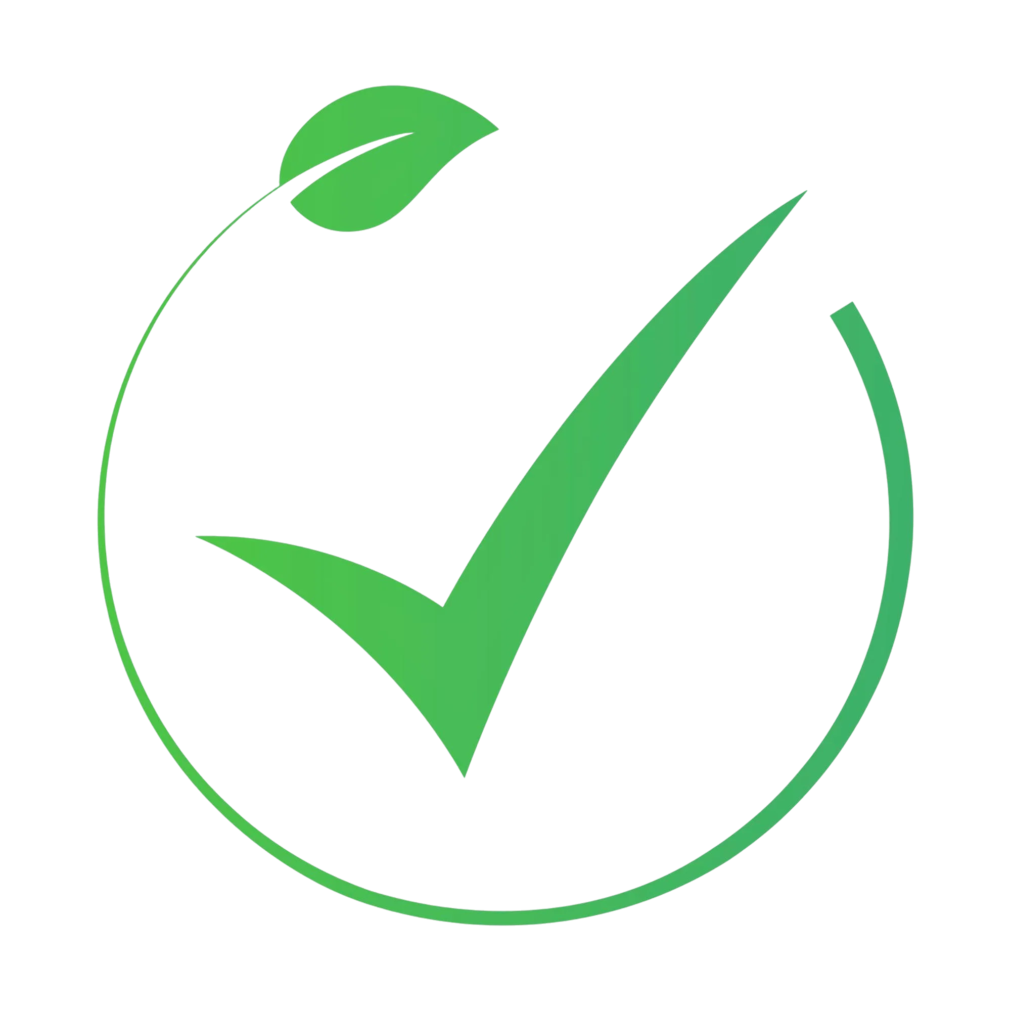 Eco-friendly wellness checkmark with green leaf.